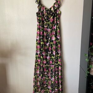 Floral Maxi Dress with Ruffle Straps